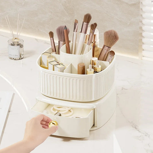 Luxury Rotating Makeup Brush Organiser With Drawer Myle Cart