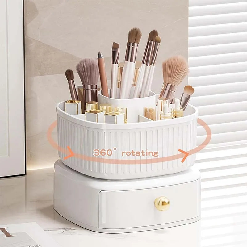 Luxury Rotating Makeup Brush Organiser With Drawer Myle Cart