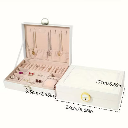 Luxury Jewelry Organizer Box with Lock – Velvet Lined Storage for Rings, Earrings, Necklaces & Watches (1–3 Layer Options) (Only Empty Box)