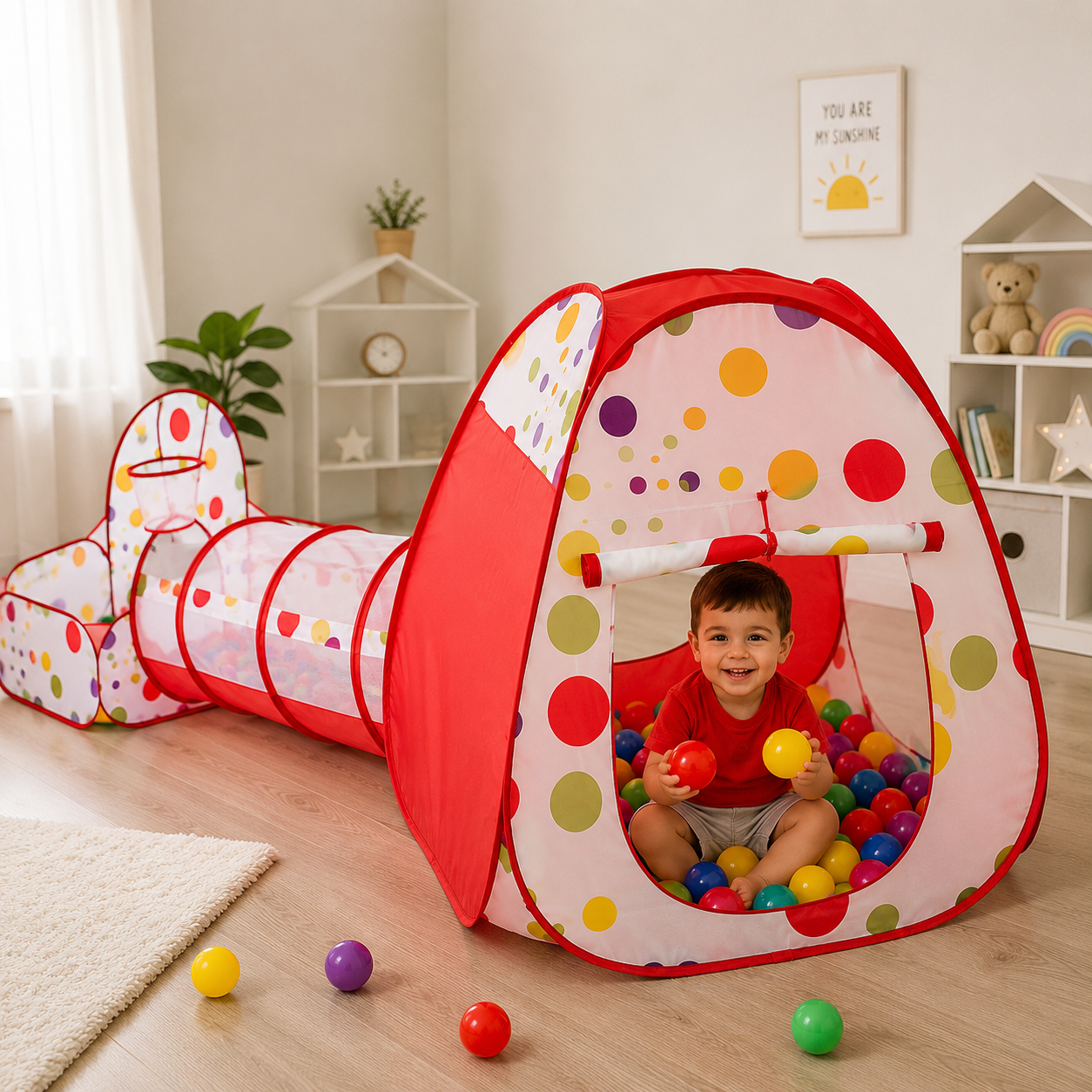 3-in-1 Kids Playhouse Tunnel Tent Pakistan | Indoor Outdoor Play Tent