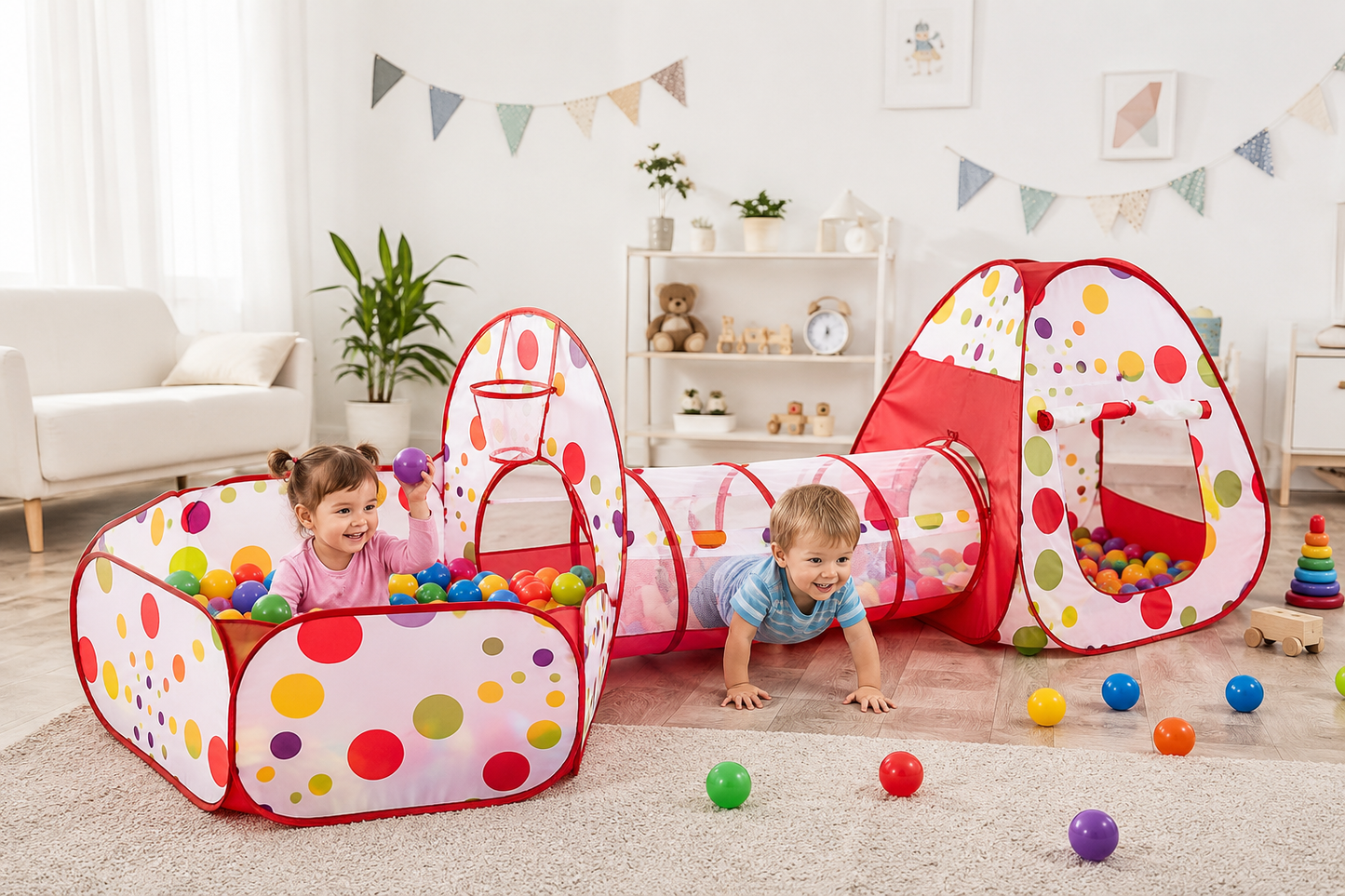 3-in-1 Kids Playhouse Tunnel Tent Pakistan | Indoor Outdoor Play Tent