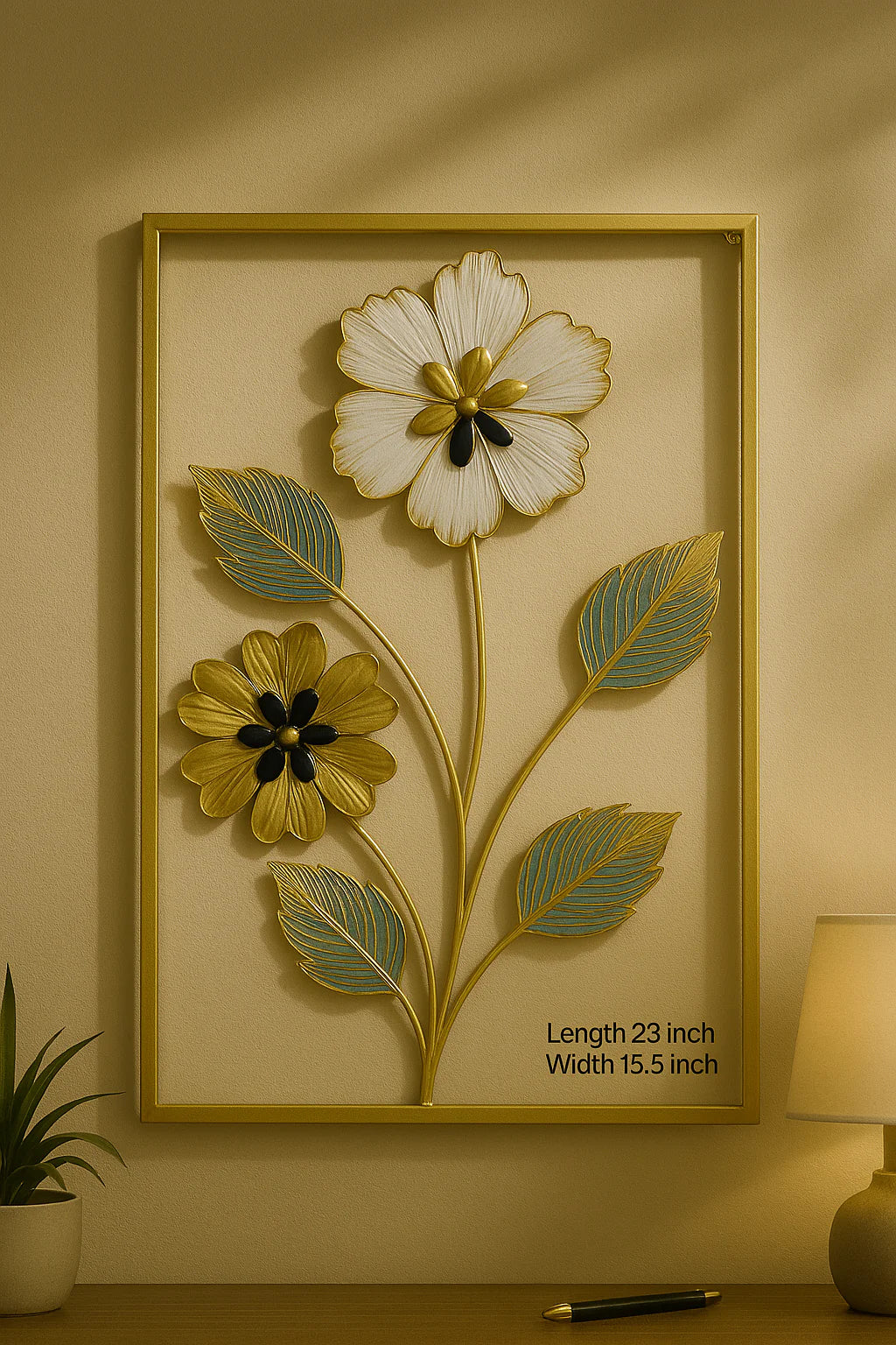 3D Metal Flower Frame Wall Art