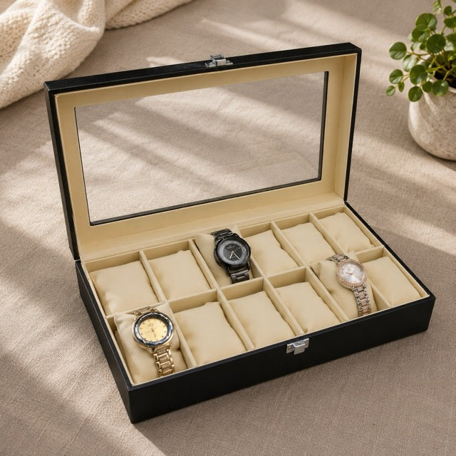 Watch & Jewellery Organizer Box | Premium Leather | 3 to 24 Grid Options