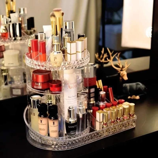 360 degree rotating cosmetic organizer with lipstick organizer tray Myle Cart