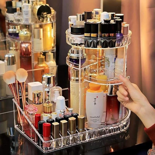 360 degree rotating cosmetic organizer with lipstick organizer tray Myle Cart