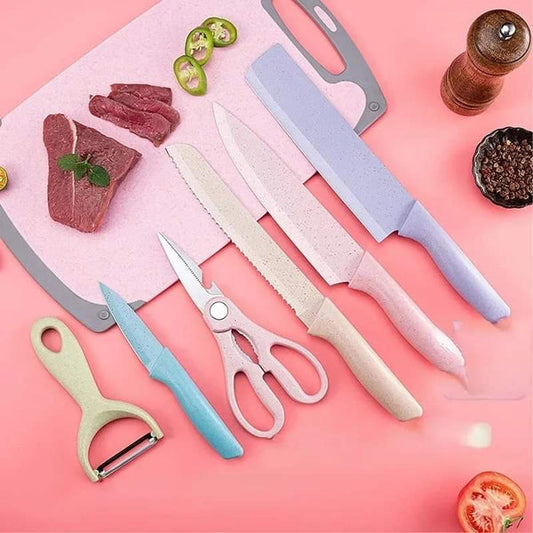 6 pieces colorful knife kitchen set Myle Cart