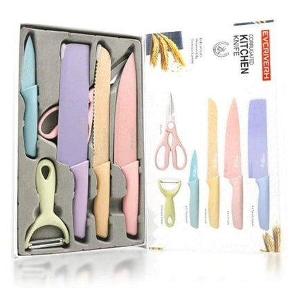 6 pieces colorful knife kitchen set Myle Cart