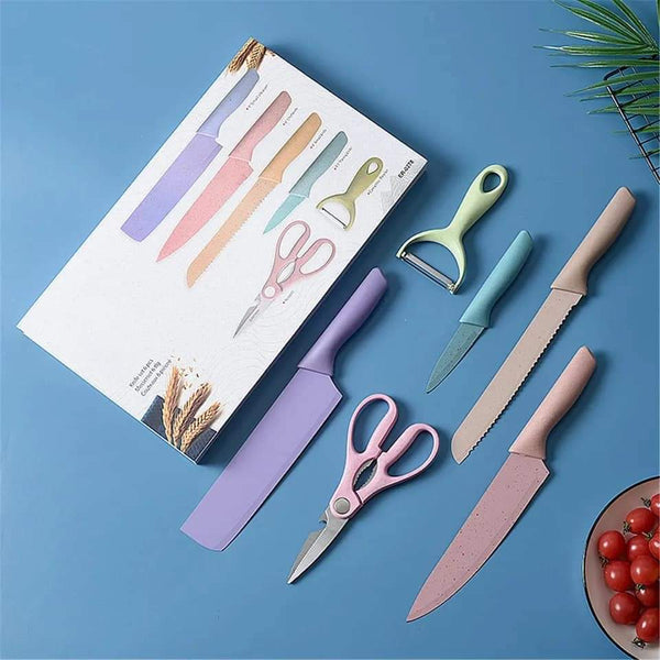 6 pieces colorful knife kitchen set Myle Cart