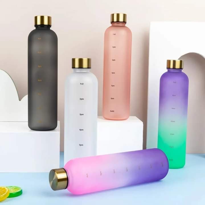 Motivational Reusable water bottle - Colorful plastic body bottle - One liter water Bottle Myle Cart