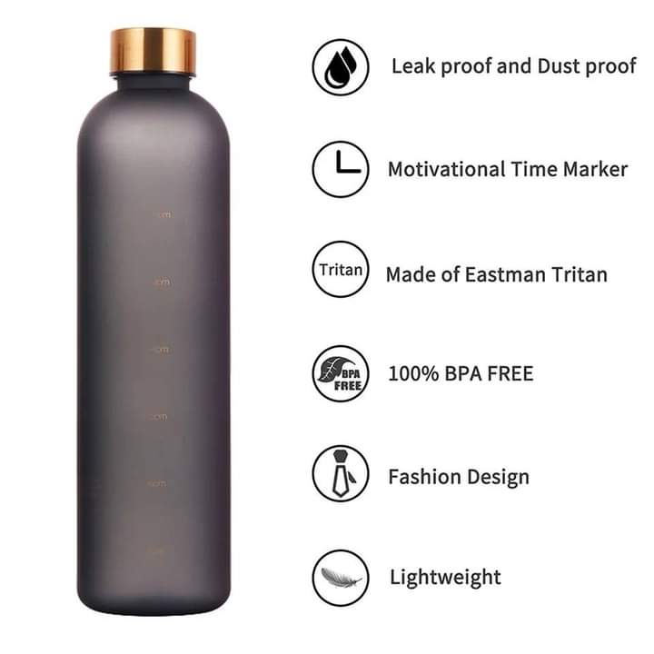 Motivational Reusable water bottle - Colorful plastic body bottle - One liter water Bottle Myle Cart