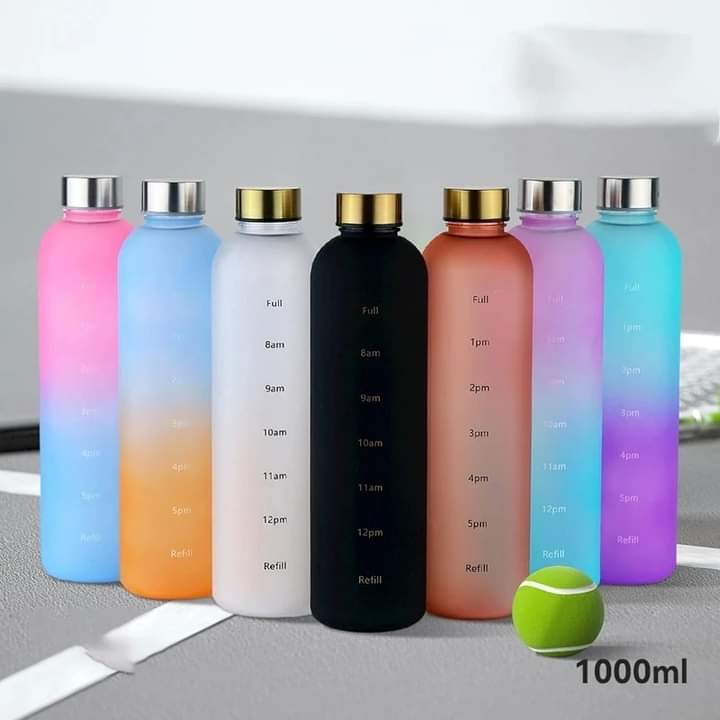 Motivational Reusable water bottle - Colorful plastic body bottle - One liter water Bottle Myle Cart