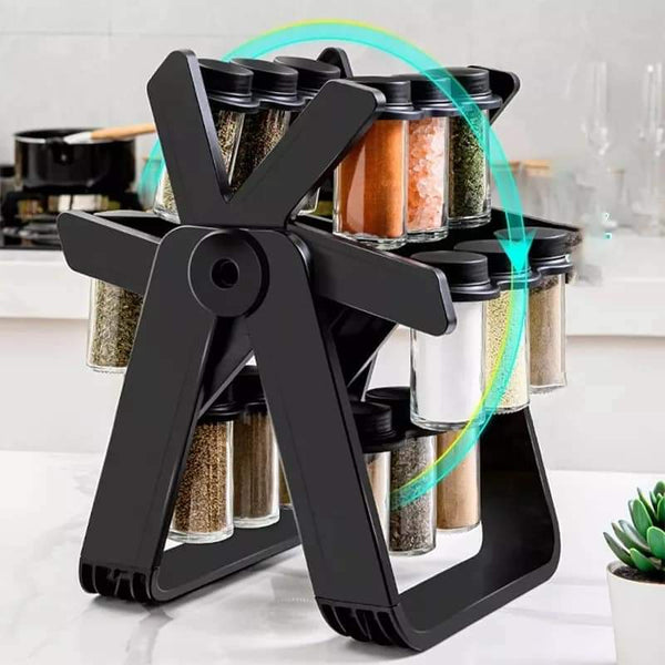 18PCS Jar Spice Rack Rotating Myle Cart