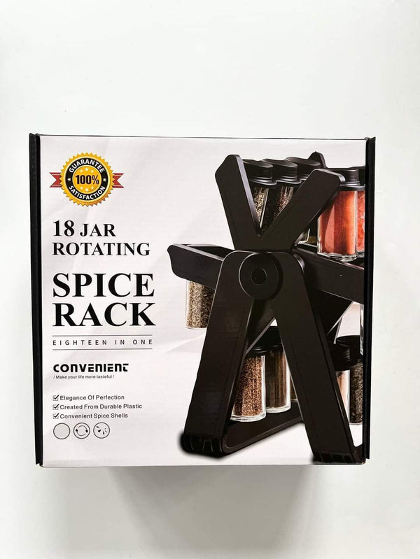 18PCS Jar Spice Rack Rotating Myle Cart