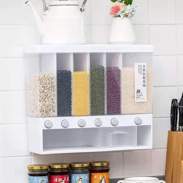 Grains and rice 10Kg wall mounted home sealed rice and grains storage container fine quality dry foods and cereal dispenser container Myle Cart