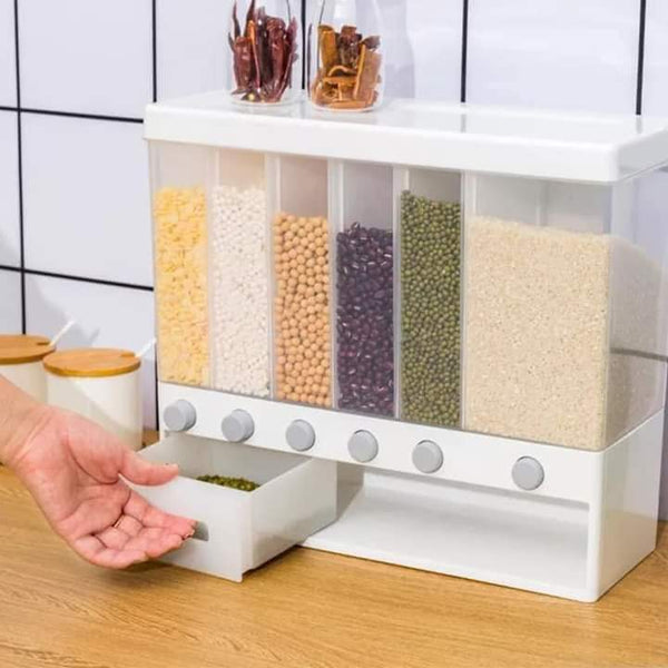 Grains and rice 10Kg wall mounted home sealed rice and grains storage container fine quality dry foods and cereal dispenser container Myle Cart