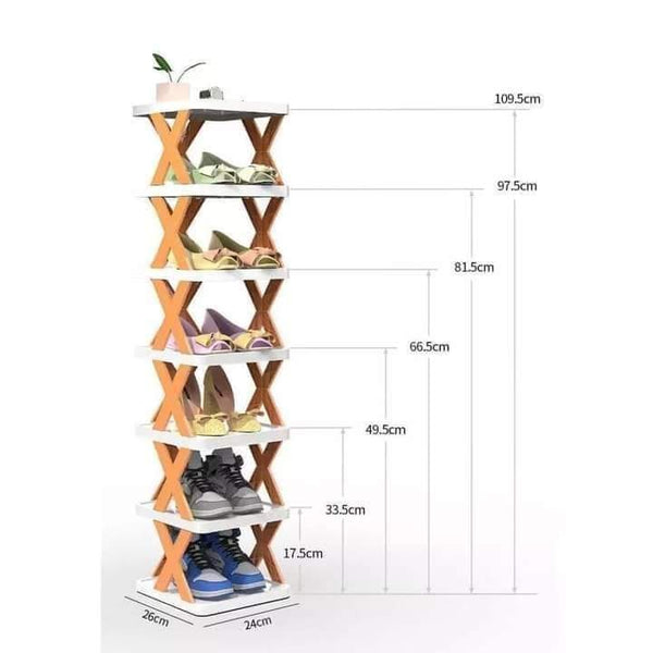 Foldable Zig zag shoe rack in 6 layers Myle Cart