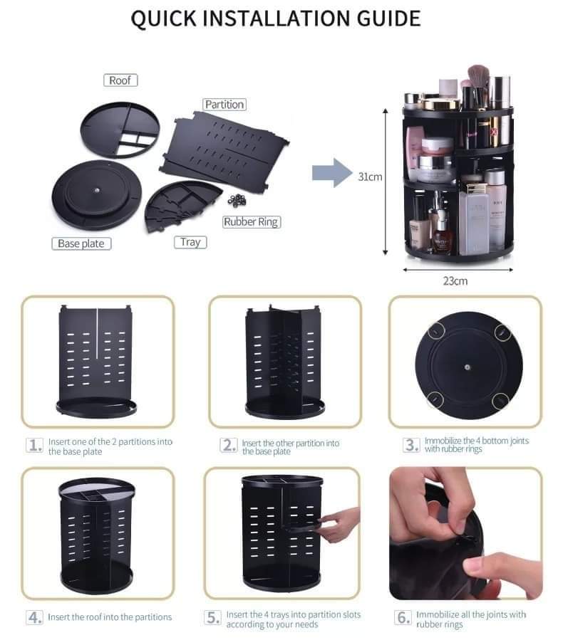 Large Capacity Rotating Cosmetic Organizer