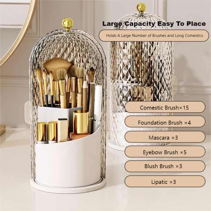 Luxury Diamond Pattern Rotating Brush Holder