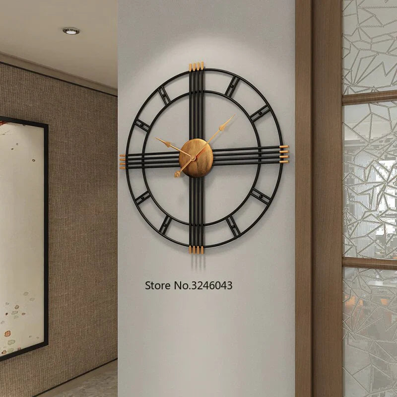 Imported Metallic Wall Clock black and golden Touch Myle Cart