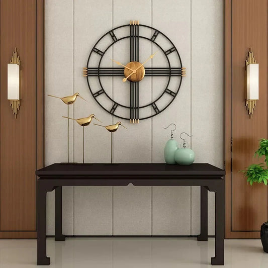 Imported Metallic Wall Clock black and golden Touch Myle Cart