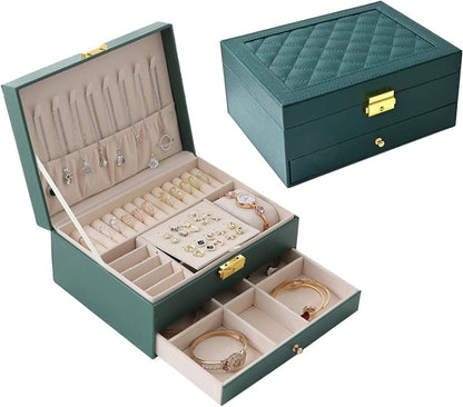 Premium Jewelry Organizer Box - Elegant Storage Solution in Black and Dark Green