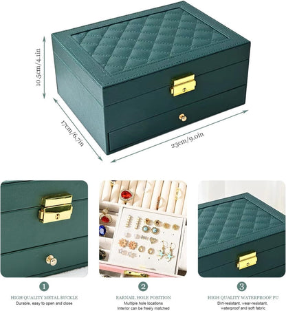 Premium Jewelry Organizer Box - Elegant Storage Solution in Black and Dark Green