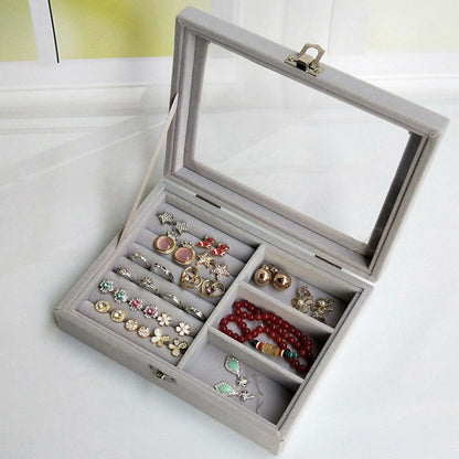 Portable Velvet Jewelry Box | Ring Jewelry Display Organizer