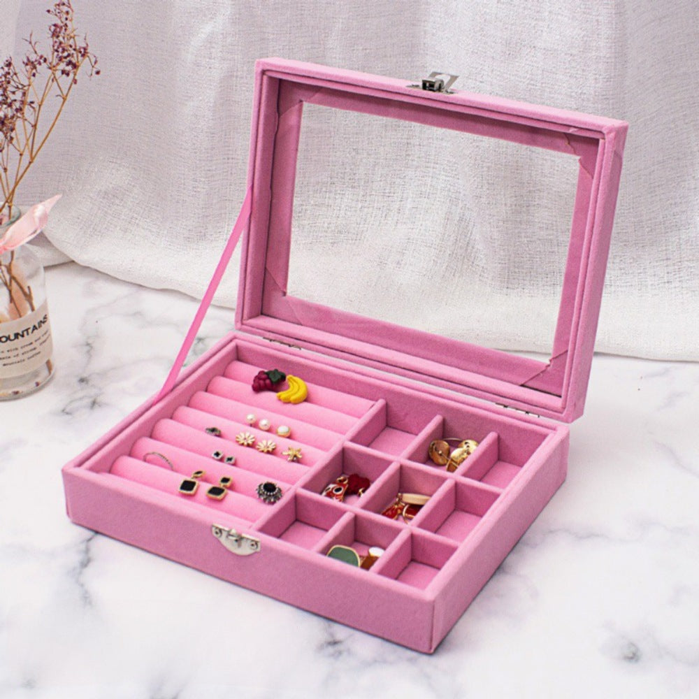 Portable Velvet Jewelry Box | Ring Jewelry Display Organizer