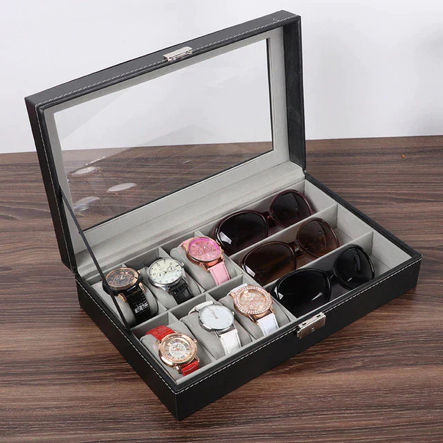 Watches and sunglasses organizer in best quality leather material. Myle Cart