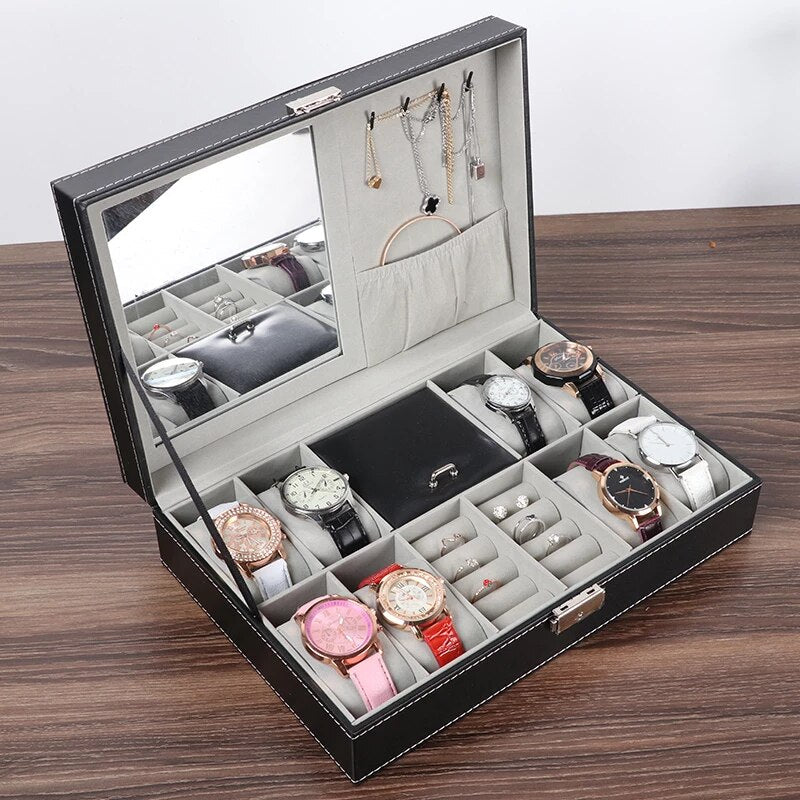 Watch and Jewellery and chain organizer with inside mirror in best quality leather material. Myle Cart