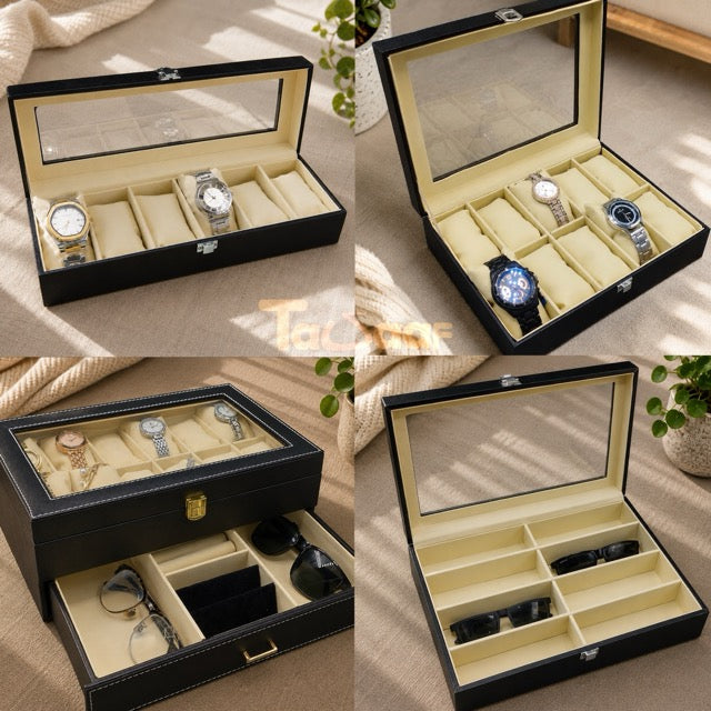 Watch & Jewellery Organizer Box | Premium Leather | 3 to 24 Grid Options