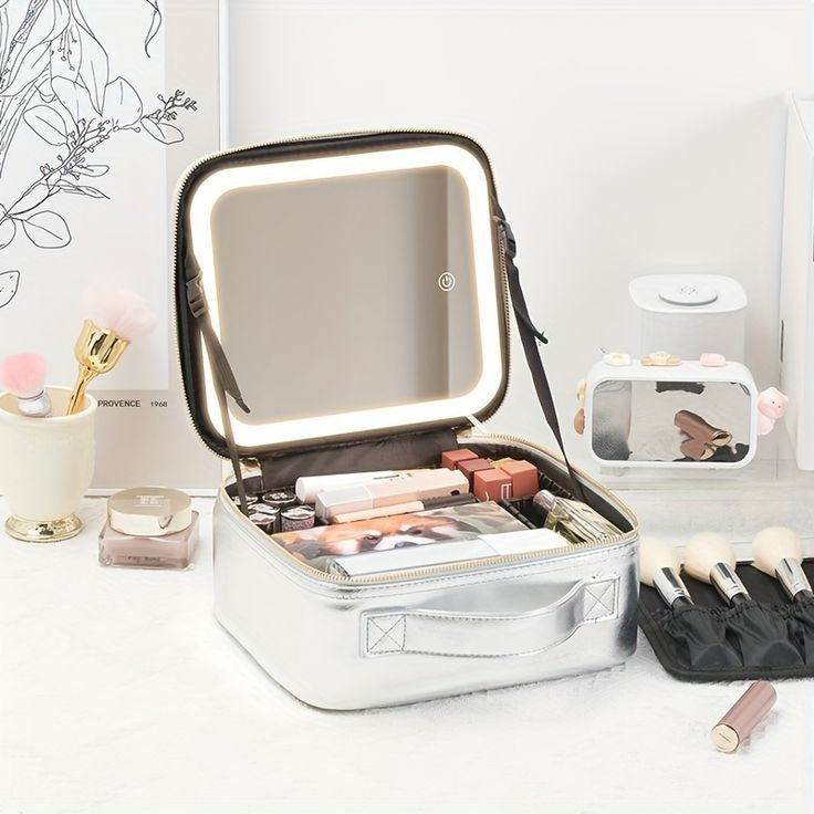 Cosmetics Storage Bag With Led Mirror