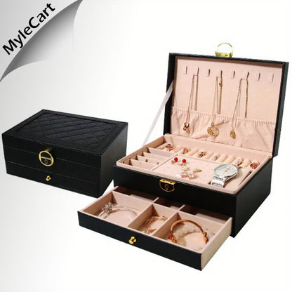 Premium Jewelry Organizer Box - Elegant Storage Solution in Black and Dark Green