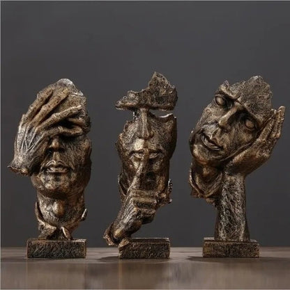 Abstract Face Sculpture Table Decor - Modern Art Resin Statues