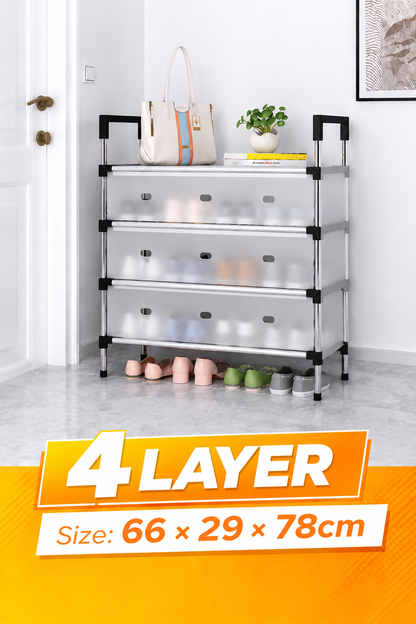 Multi-Layer Dustproof Shoe Rack — Space-Saving Home Organizer