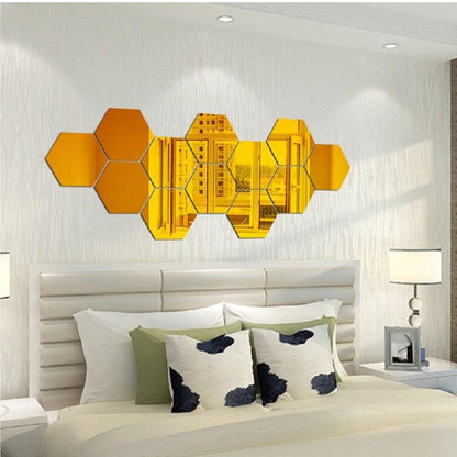 Hexagon 3D Acrylic Decor Mirror Wall Sticker for Dining Room Wall Decor