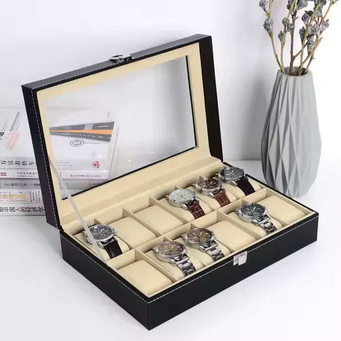 12 Grid Watch organzier in rectagular shape in best quality leather material.