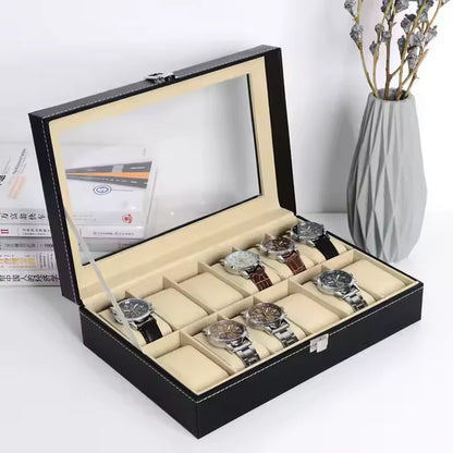 12 Grid Watch organzier in rectagular shape in best quality leather material.