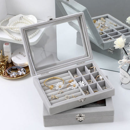 Portable Velvet Jewelry Box | Ring Jewelry Display Organizer