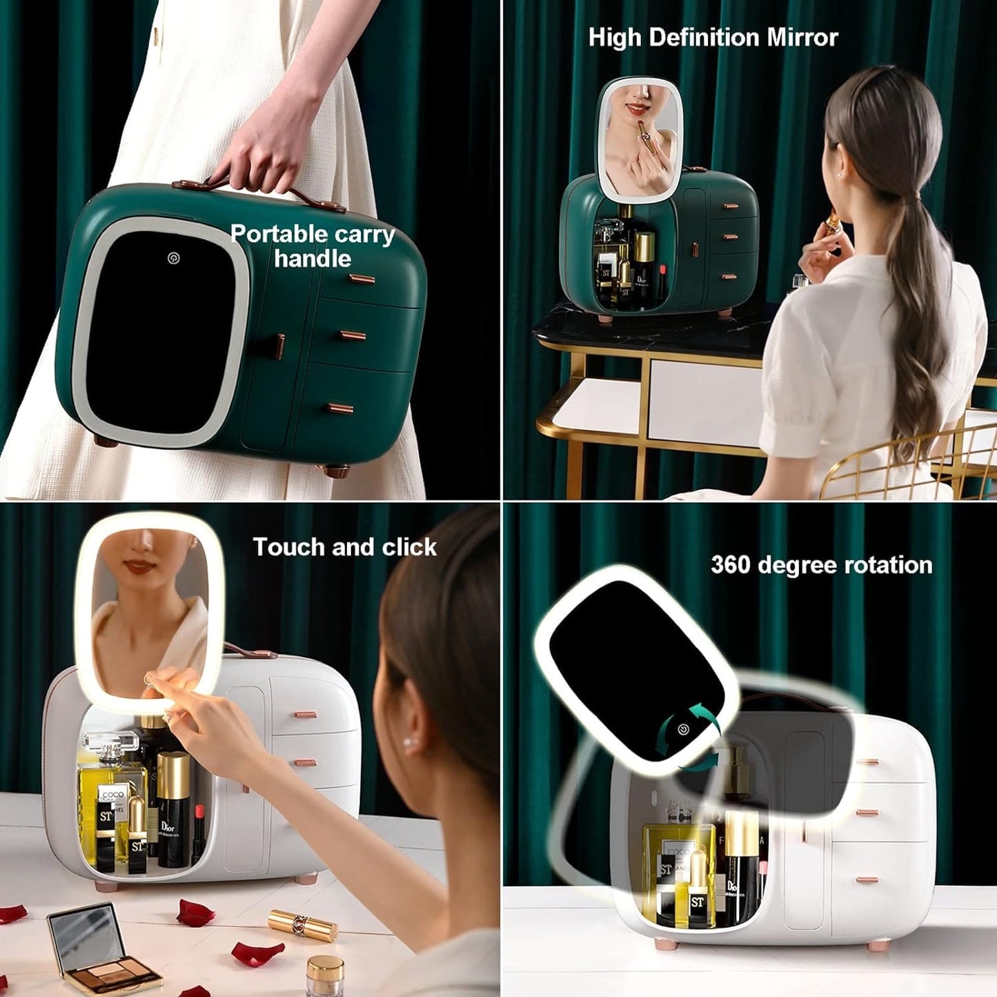 Modern Makeup Organizer Box With Led Mirror