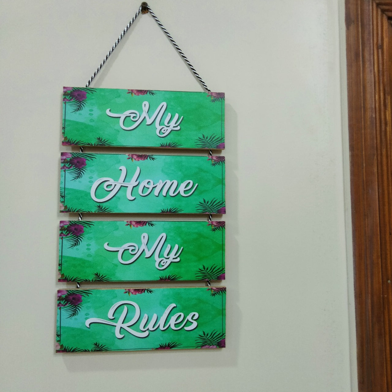 My Home My Rules - Home Wooden Hanging