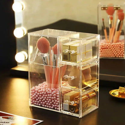 Acrylic Makeup Brush Organizer With Drawers