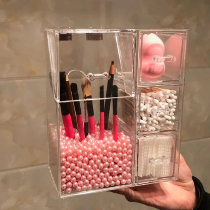 Acrylic Makeup Brush Organizer With Drawers