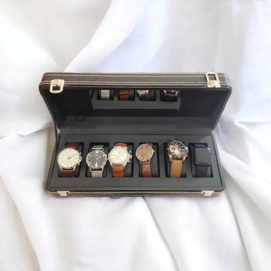 Premium Quality 6 grid PU leather watch display box or watch organizer