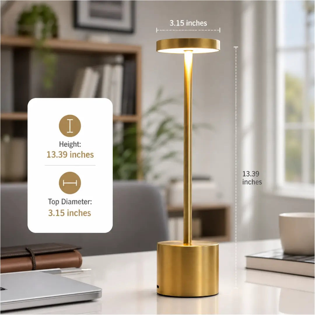 Rechargeable LED desk lamp gold with 3 light modes touch sensor
